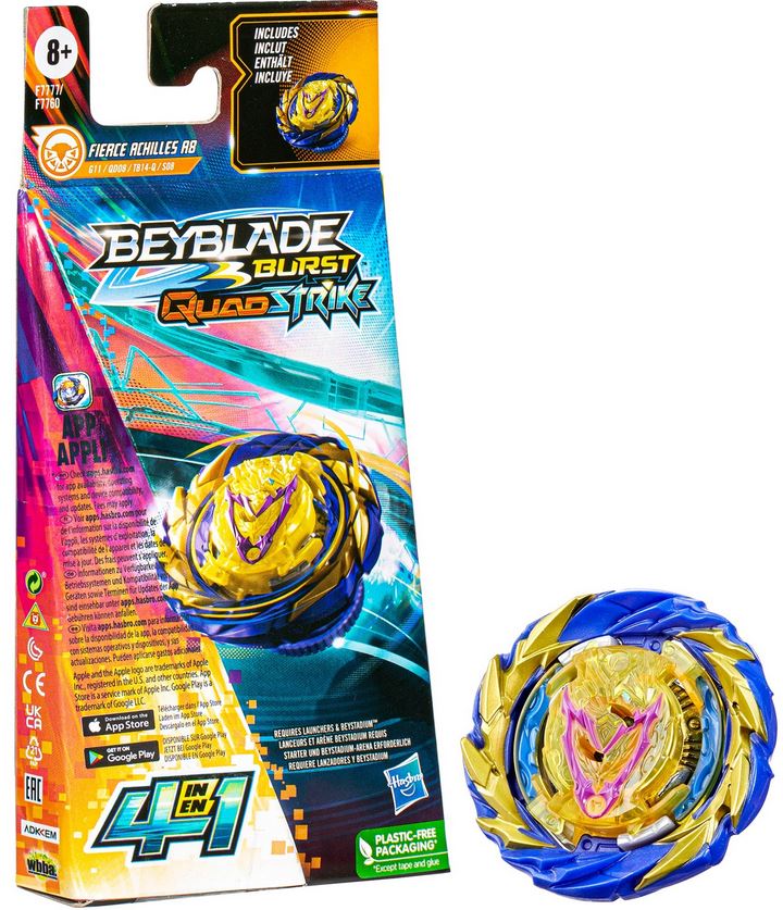 Hasbro Beyblade Burst: Quad Strike - Fierce Achilles A8 Single Pack (F7777)