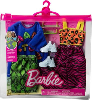 Μattel Barbie: Fashions 2-Pack Clothing Set - Made to Move Skirt  T-shirt Pants and Accessory (HJT36)