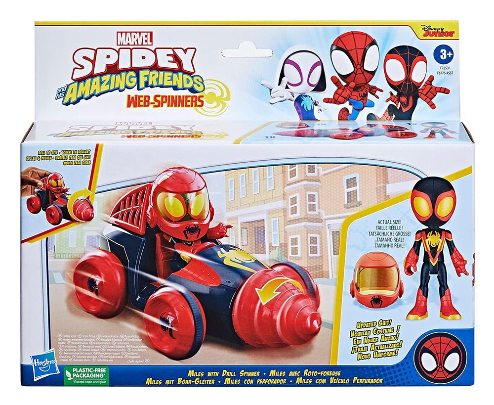 Hasbro Marvel: Spidey and his Amazing Friends - Web-Spinners - Miles with Drill Spinner Vehicle (F7253)
