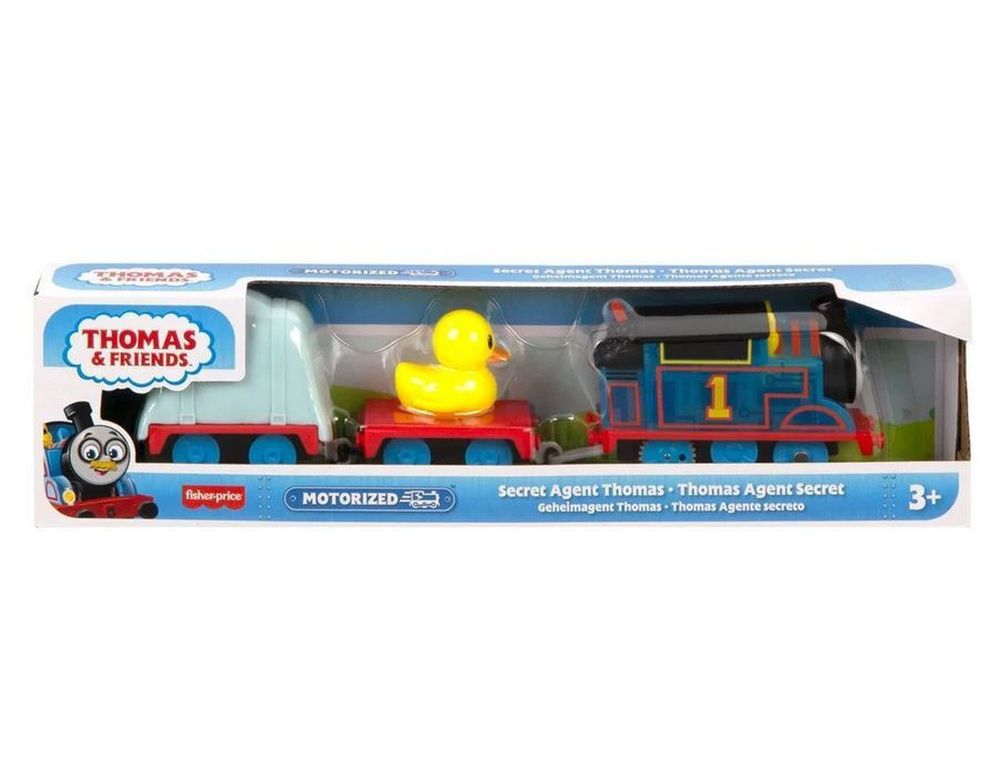 Fisher-Price Thomas Friends Motorized - Secret Agent Thomas Motorized Train with 2 Wagons (HMK03)