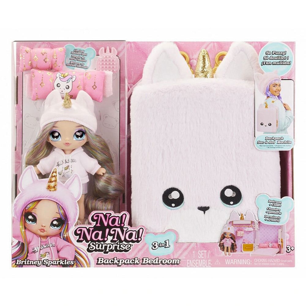 MGA Na! Na! Na! Surprise 3in1: Backpack Bedroom - Britney Sparkles Unicorn (592358EUC)