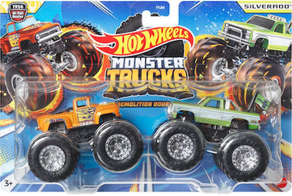 Mattel Hot Wheels Monster Trucks: Demolition Doubles - 1956 Hi-Tail Hauler VS Silverado (HWN61)