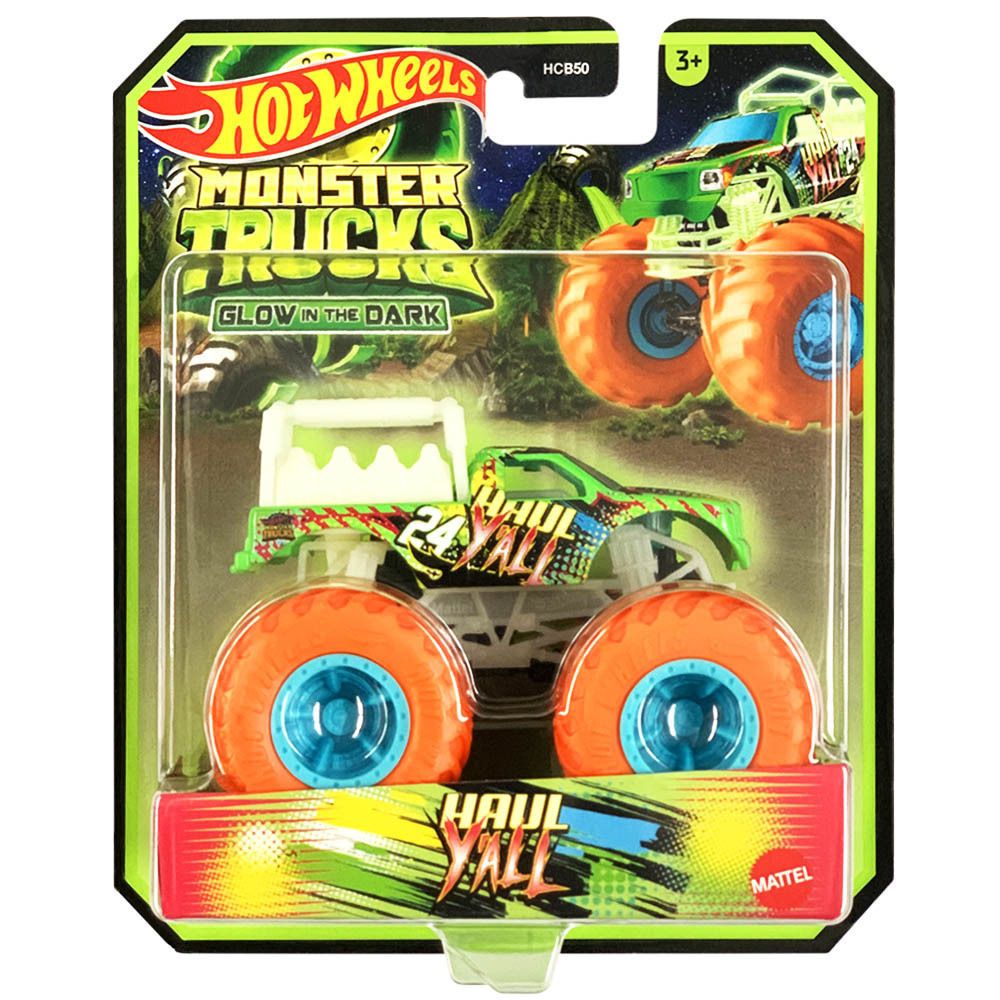Mattel Hot Wheels Monster Trucks: Glow in The Dark - Haul Yall (HVH78)