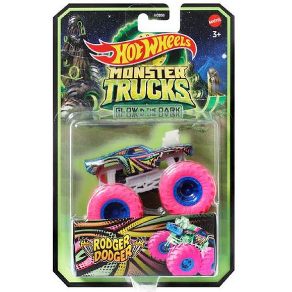 Mattel Hot Wheels Monster Trucks: Glow in The Dark - Rodger Dodger (HWC91)